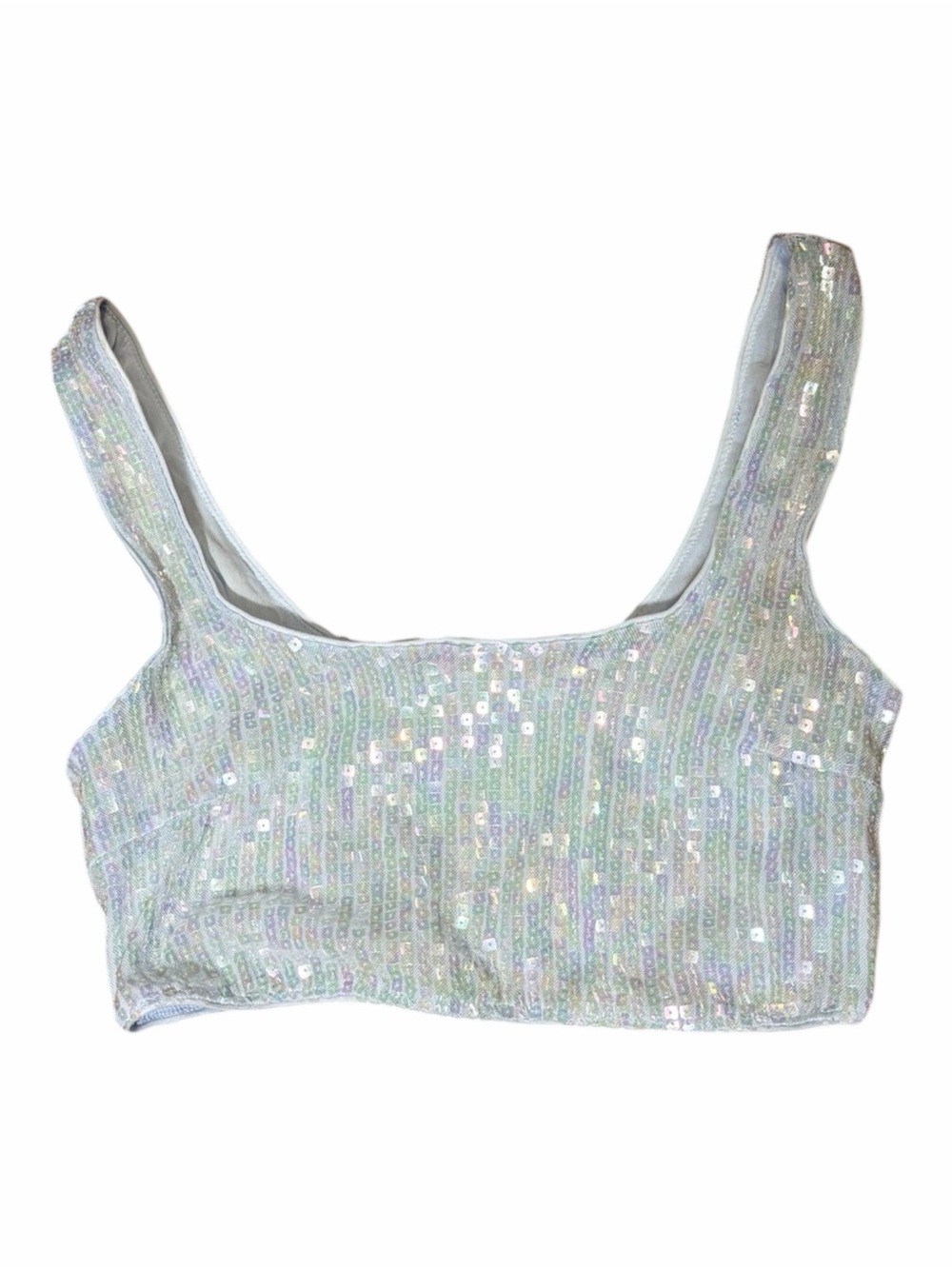 Iridescent Sequin Crop Tank Top - Women